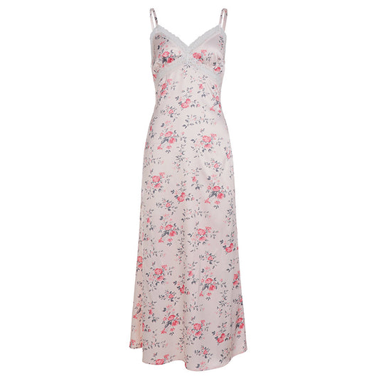 Damen Nachthemd mit floralem Design und zarter Spitze R&B