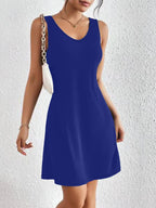 Damen lässiges A-Linien Kleid mit tiefem V-Ausschnitt und weichem Jersey-Material R&B