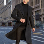 Herren eleganter Wollmantel im klassischen Schnitt mit tiefem Revers R&B