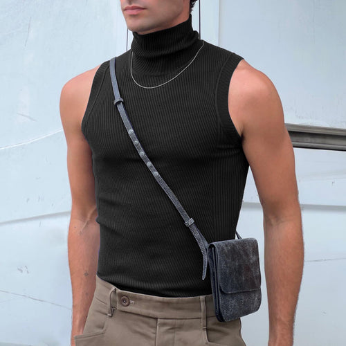 Damen ärmelloses Sporttop mit hochziehbarem Kragen R&B