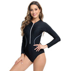 Damen Langarm Badeanzug mit sportlichem Reißverschluss und figurformendem Schnitt R&B