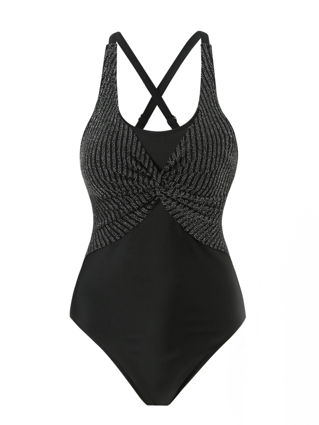 Damen Eleganter Einteiler Badeanzug mit dekorativen Kreuzträgern R&B