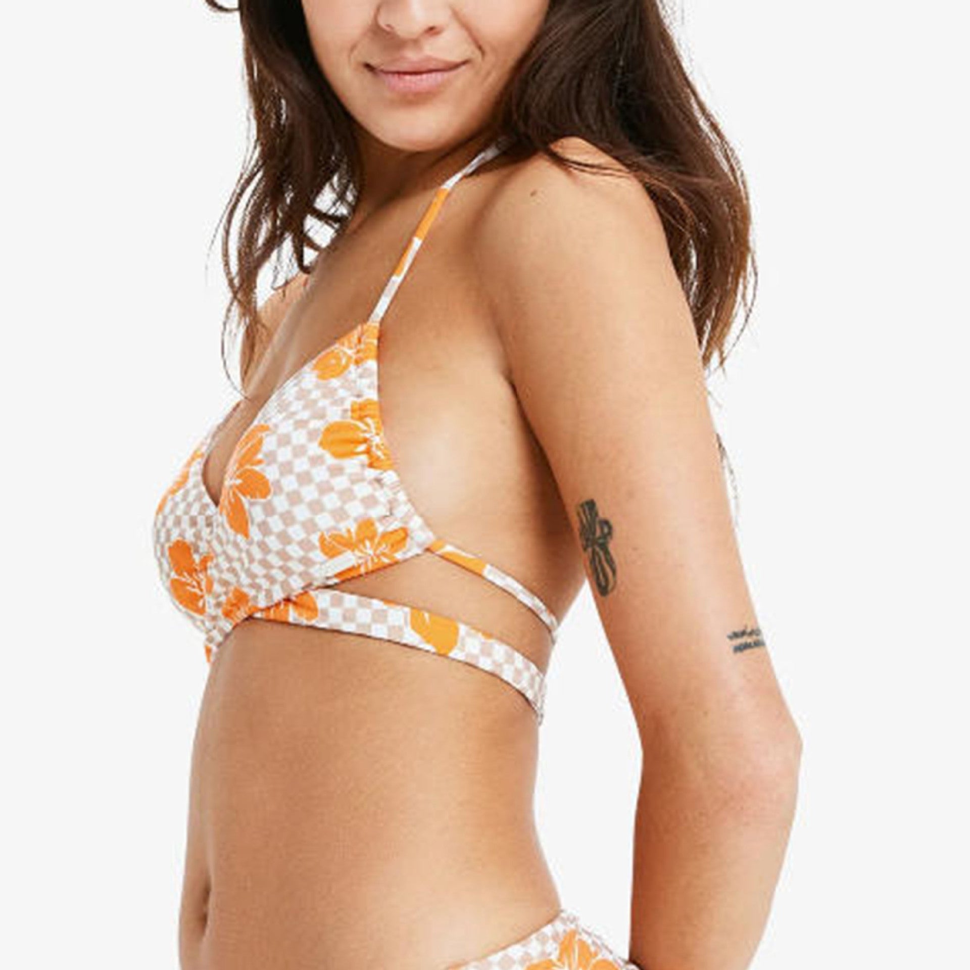 Damen Triangel-Bikini mit kreuzenden Trägern und Blumenmuster R&B