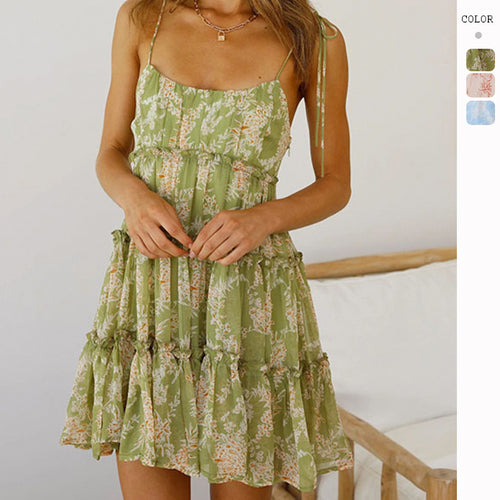 Damen Sommerliches Volantkleid mit feinem Blumendruck und verstellbaren Trägern R&B