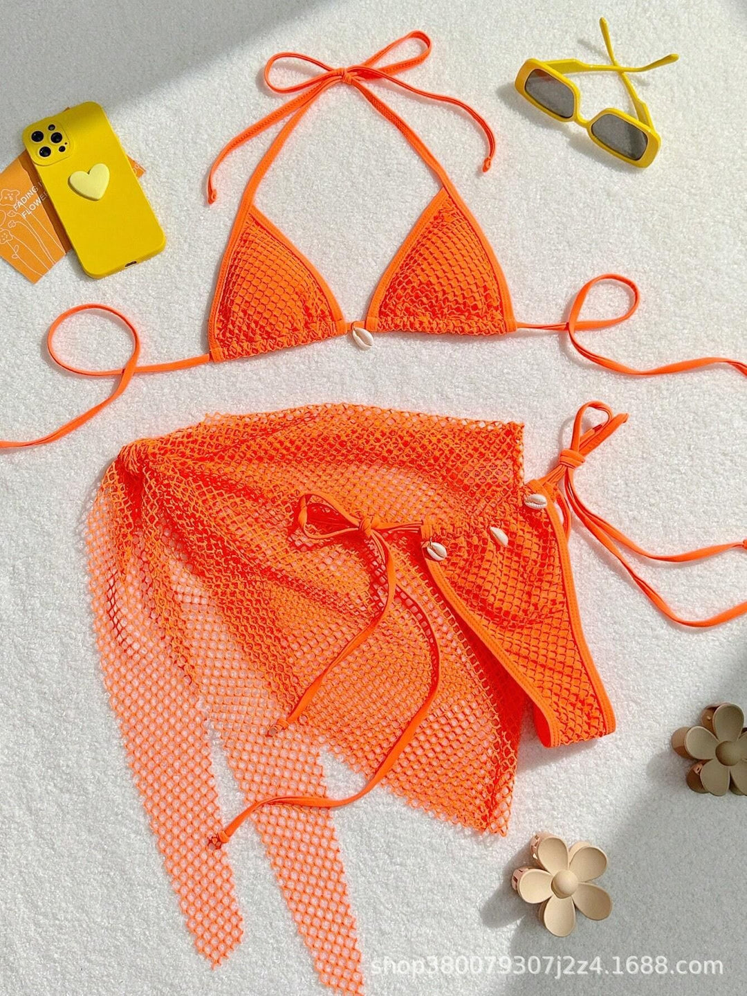 Damen Triangel-Bikini mit Netzdesign R&B