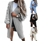 Damen Strickjacke mit voluminösen Ärmeln und modernem Lochmuster