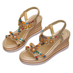 Damen Komfortable Wedge-Sandalen mit Dekorativem Schmuck R&B