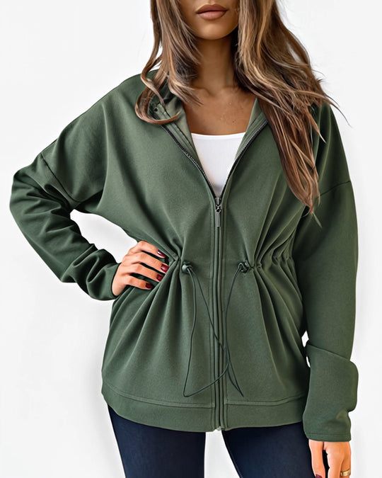 Damen lässige Kapuzenjacke mit regulierbarem Bund R&B