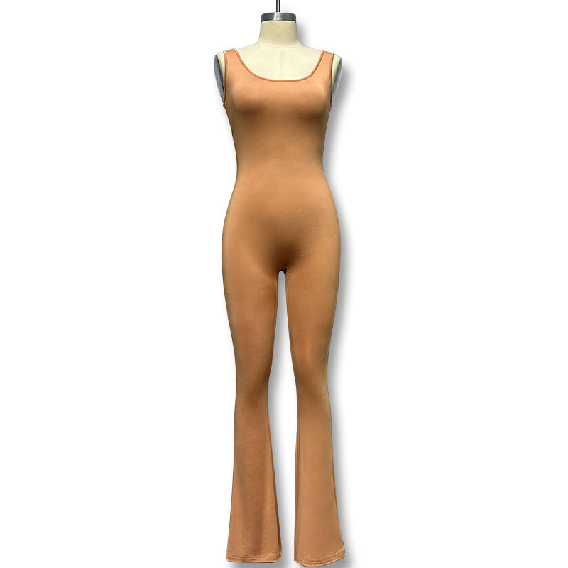 Damen Eleganter Jumpsuit mit figurbetonendem Schnitt und flared Beinen R&B