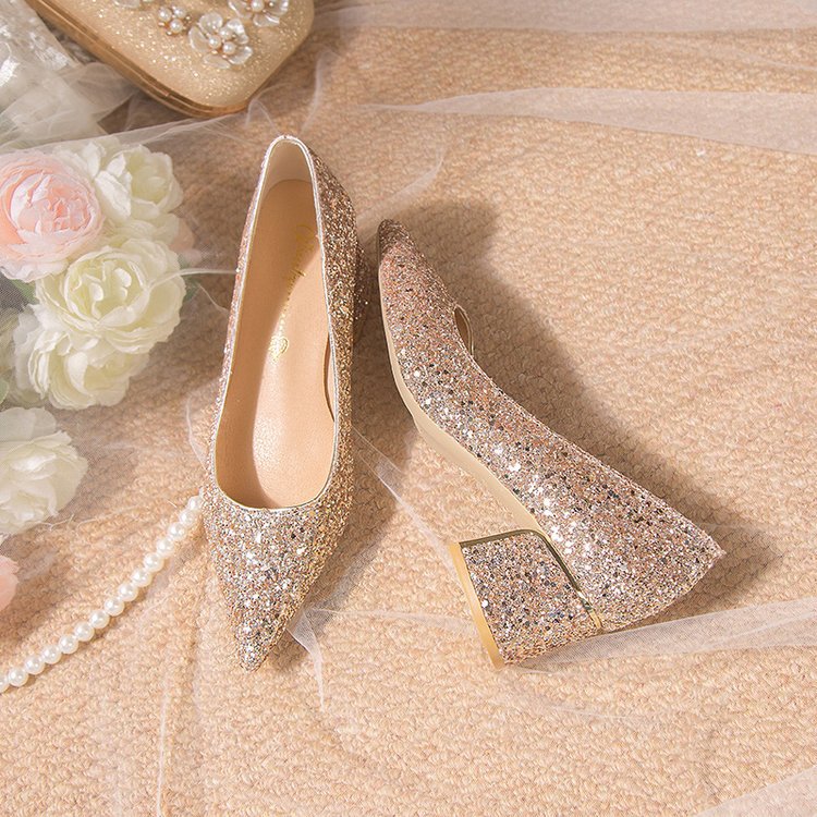 Damen Glitzernde Blockabsatz-Pumps mit funkelndem Design R&B