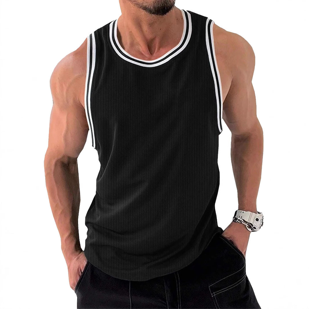 Herren Sportliches ärmelloses Tanktop mit atmungsaktivem Material und modernem Rippendesign R&B