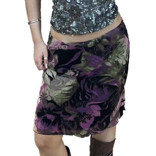 Damen Midi-Rock mit floralem Design und elastischem Bund R&B