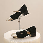 Damen Mary Jane Schuhe mit glänzendem Absatz R&B