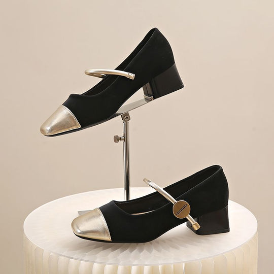 Damen Mary Jane Schuhe mit glänzendem Absatz R&B
