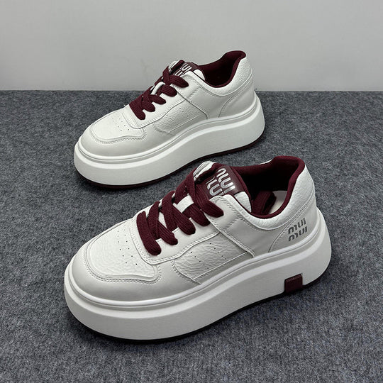 Damen Modische Plateau Sneakers aus strapazierfähigem Leder mit minimalistischer Optik R&B