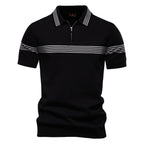 Herren Polo-Shirt mit elegantem Reißverschluss und sportlichem Streifenmuster