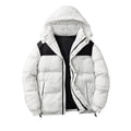 Herren modische Daunenjacke mit Kapuze und kontrastierenden Einsätzen