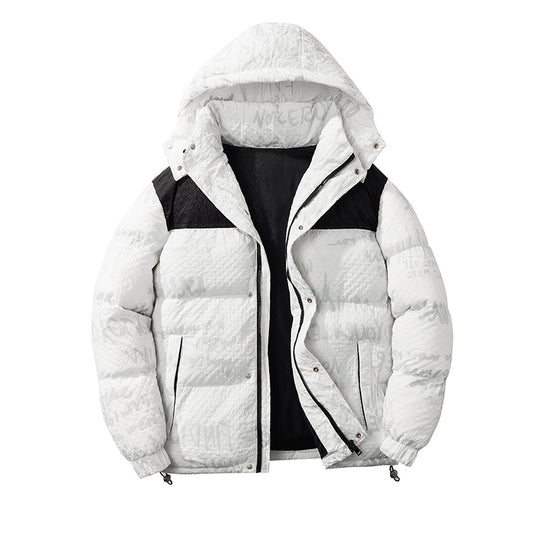 Herren modische Daunenjacke mit Kapuze und kontrastierenden Einsätzen R&B