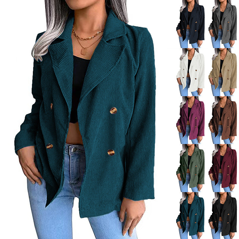 Damen Cord-Jacke mit doppelter Knopfleiste und modernem Schnitt R&B