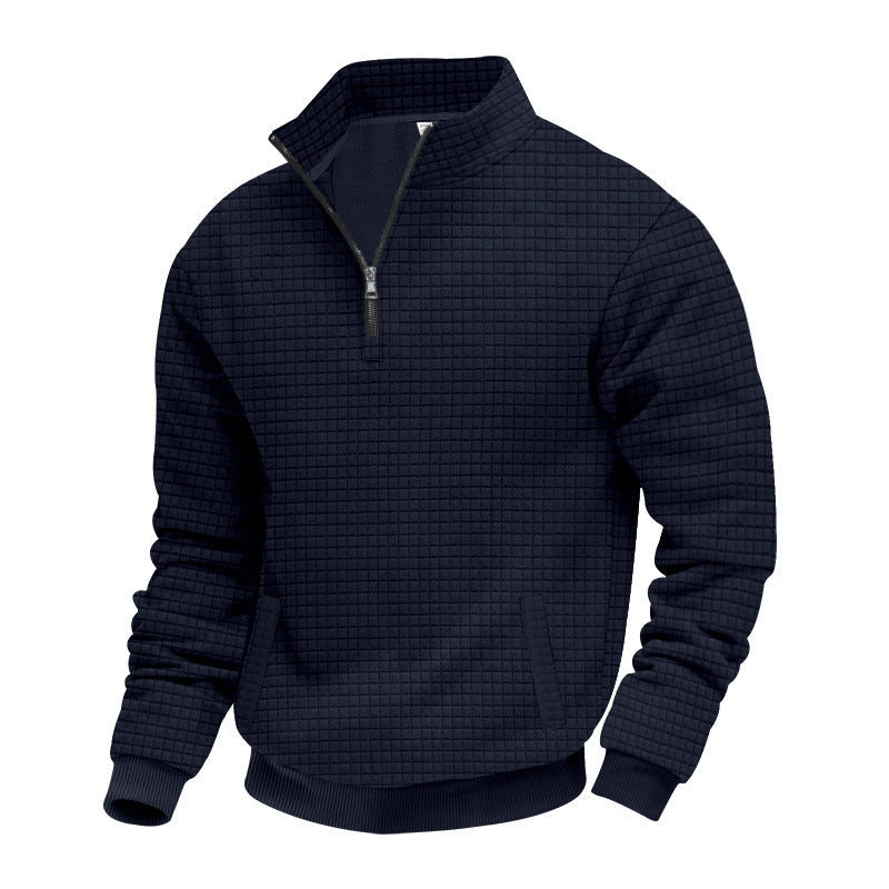 Herren Stepppullover mit halbem Reißverschluss und modernem Strukturdesign R&B