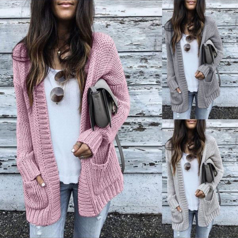 Damen Grobstrick-Cardigan mit lässigem Schnitt und praktischen Taschen R&B