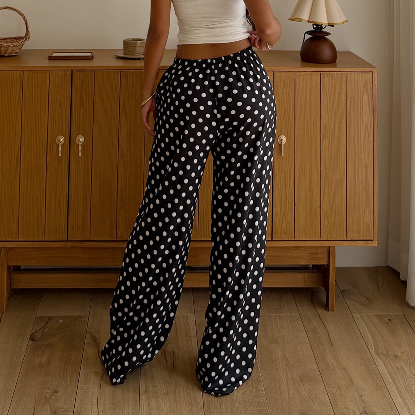 Damen Weite Hose im Polka-Punkte-Design R&B