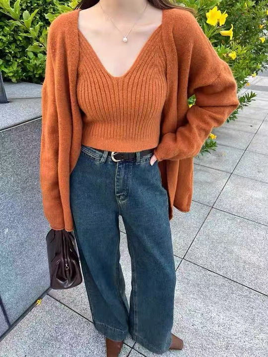 Damen Weicher Langarm-Cardigan mit Knopfleiste und bequemer Passform R&B