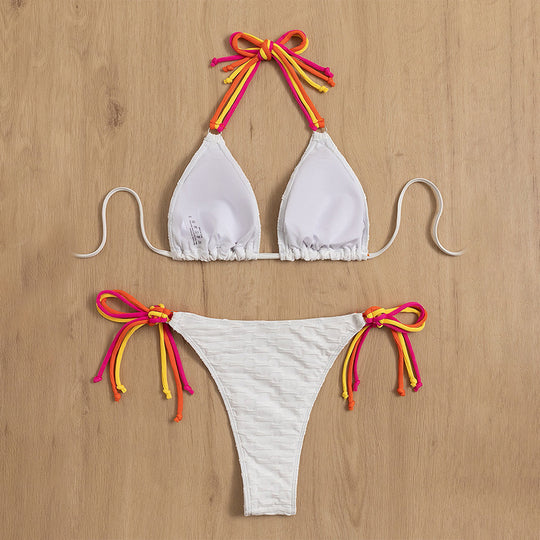 Damen Triangel-Bikini mit verspielten Bindedetails R&B
