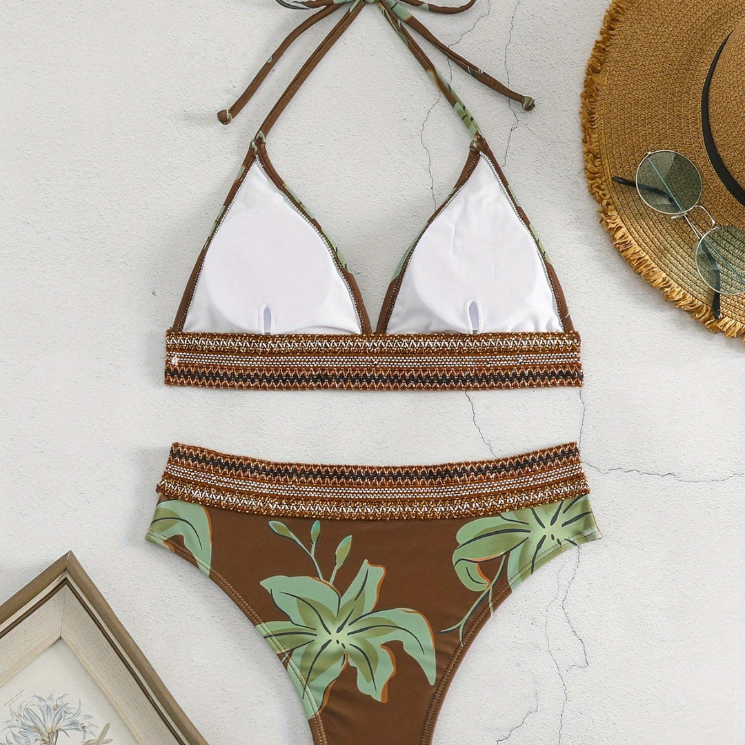 Damen Triangel-Bikini mit floralem Muster und komfortablem Tragekomfort R&B