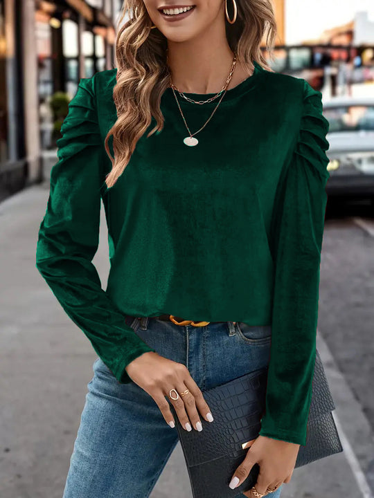 Damen Elegantes Langarmshirt mit Raffungen R&B
