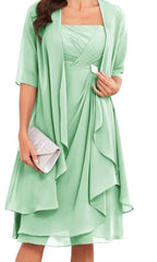 Damen nan Chiffon-Abendkleid mit Bolero und asymmetrischem Lagenrock R&B