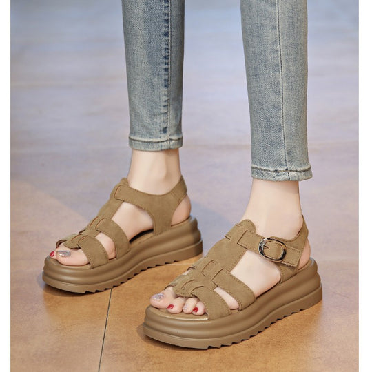 Damen Komfortable Keilsandalen mit modischem Riemendesign R&B