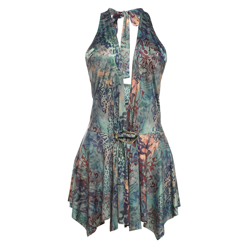 Damen Strandkleid mit halblangem Schnitt und elegantem BindR&Band R&B