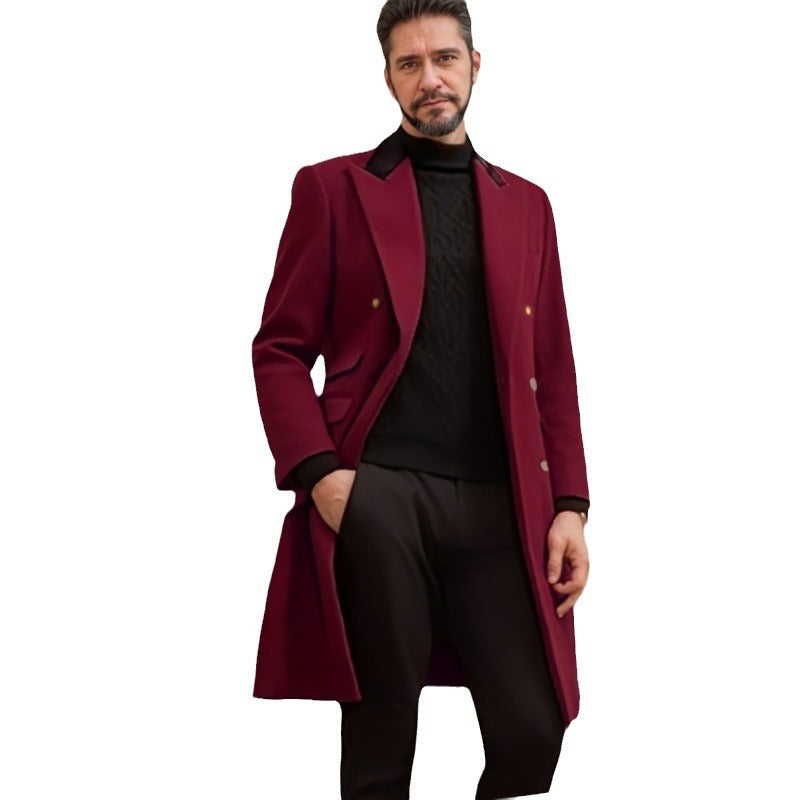Herren eleganter Longblazer mit Doppelreihe R&B