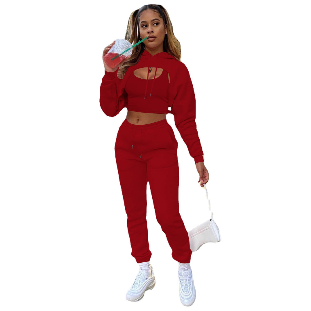 Damen Sportlicher Zweiteiler mit cropped Hoodie und bequemen Jogginghosen R&B