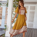 Damen Maxikleid mit floralen Stickereien und schwingendem Saum R&B