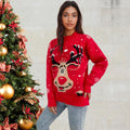 Damen Weihnachts-Pullover mit lhaftem Rentier-Motiv