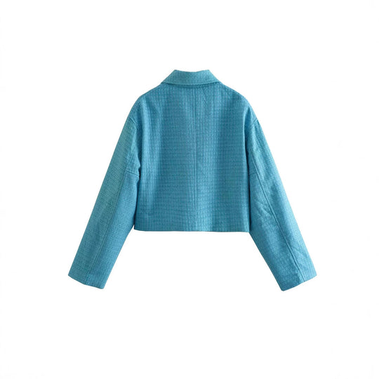 Damen cropped Jacke mit strukturierter Oberfläche und seitlichen Eingrifftaschen R&B