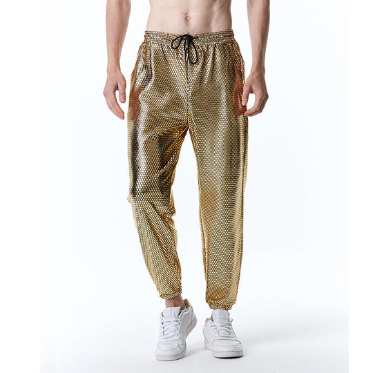 Herren futuristische Mesh-Hose im angesagten Metallic-Look R&B
