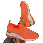 Damen Slip-On Sneakers mit glitzerndem Strassdesign R&B