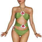 Damen Einteiliger Badeanzug mit floralen Akzenten und verspieltem Cut-Out R&B