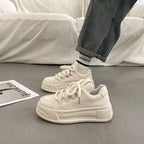 Damen modische Sneakers mit durchgehendem Plateau und elastischen Schnürsenkeln