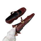 Damen Ballerinas mit eleganter Schnalle und metallischer Oberfläche R&B