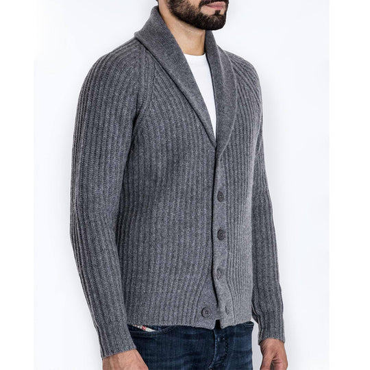 Herren Strickjacke mit modernem Schalkragen R&B