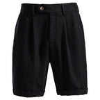 Herren nan lässige Leinenshorts mit Umschlag und Bundfalten R&B