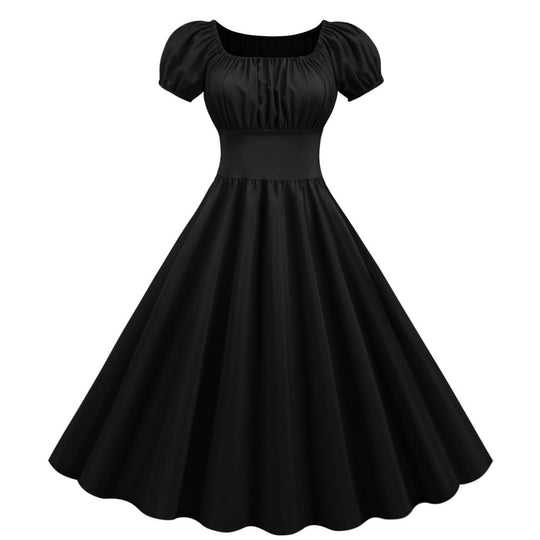 Damen A-Linien Kleid mit Puffärmeln und Taillierung R&B