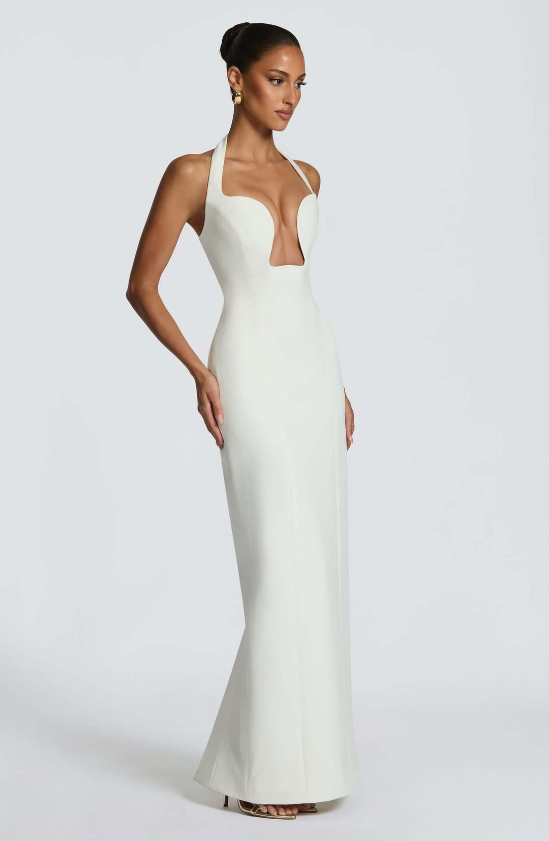 Damen Elegantes Abendkleid mit tiefem Herz-Ausschnitt und schwingendem Saum R&B