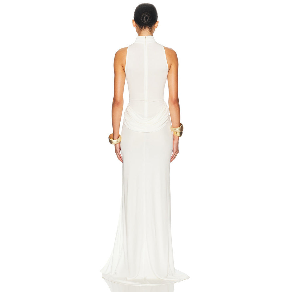 Damen Elegantes Maxi-Kleid mit hohem Schlitz und drapierten Details R&B