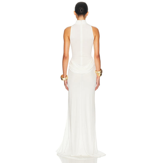 Damen Elegantes Maxi-Kleid mit hohem Schlitz und drapierten Details R&B