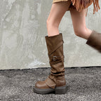 Damen modische Overknee-Stiefel mit stylischem Riemen-Design R&B